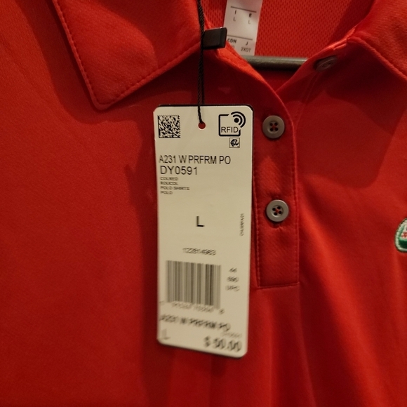 NWT Women's Castrol Adidas Red Polo LARGE Automobilia Racing Cars - Picture 3 of 5